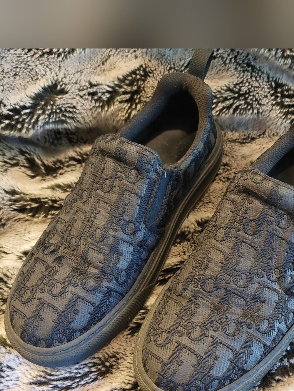 DIOR DIORISSOMO SNEAKERS!! Black/Gray Pattern - 39 - Slip In - LOGO SIGNATURE!
